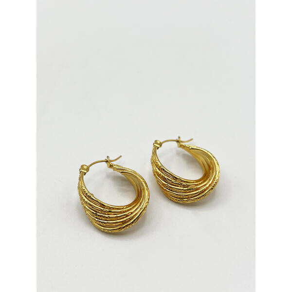 SVNX gold twisted ribbed hoop earrings (British brand)