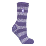 Heat Holders Ladies Winter Thermal Slipper Socks 4-8 UK GOODS Superdrug Mulberry Purple/ White (Seville)  