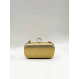 SVNX oval pearl clutch bag in gold, imported from the UK