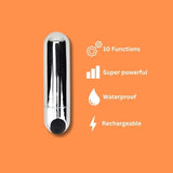Loving Joy bullet vibrator 10 function rechargeable silver, UK version