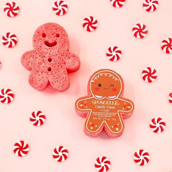 Spongellé Gingerbread Candy Cane body buffer, imported from the UK