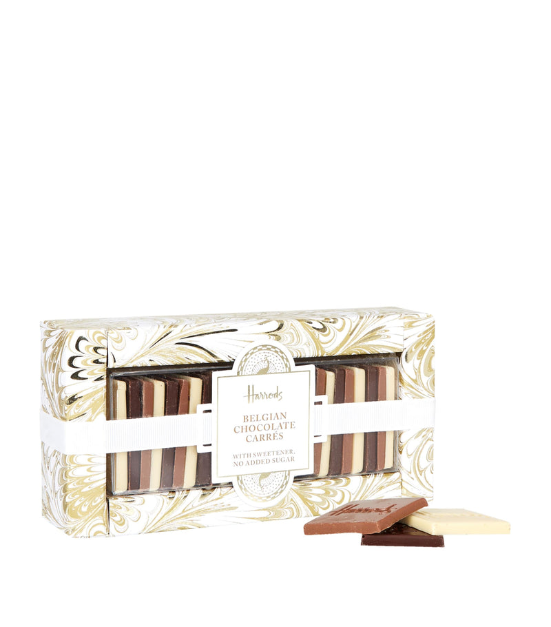 Harrods no added sugar Belgian chocolate carrés 220g, UK version
