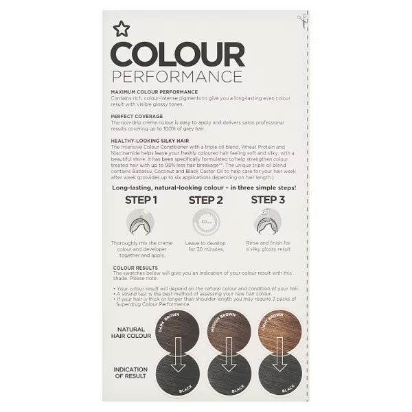 Superdrug Natural Black Permanent Hair Dye Kit (British brand)