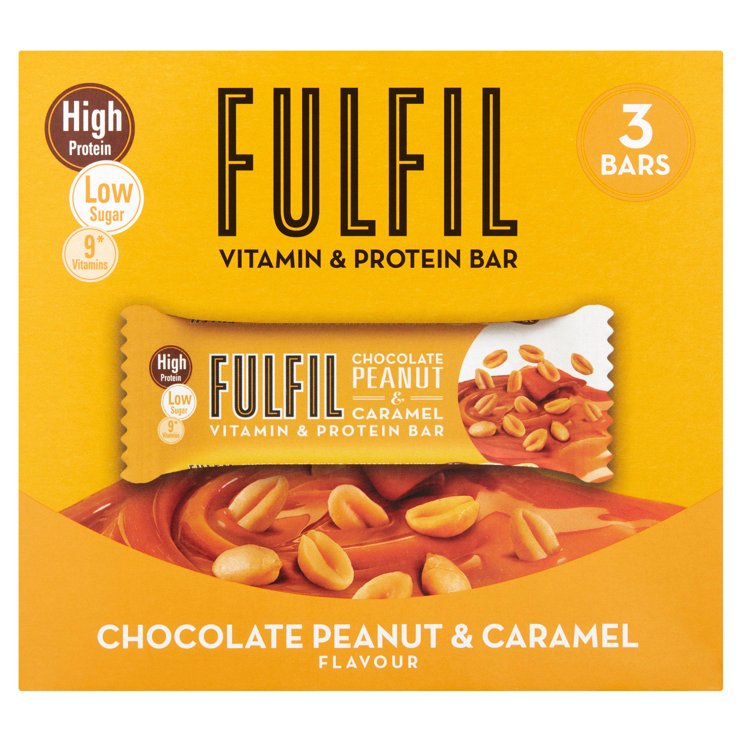 FULFIL Chocolate Peanut & Caramel Flavour Vitamin & Protein Bar 3x40g GOODS Sainsburys   