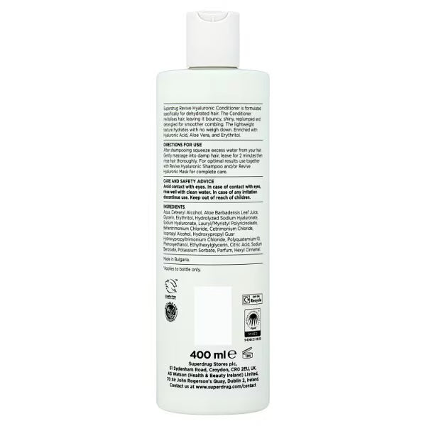 Superdrug Revive Hyaluronic Conditioner 400ml (British brand)