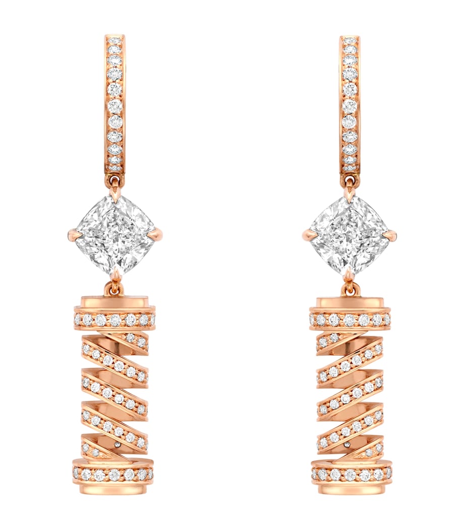 Boodles rose gold diamond Tudor Skyline earrings, imported from the UK