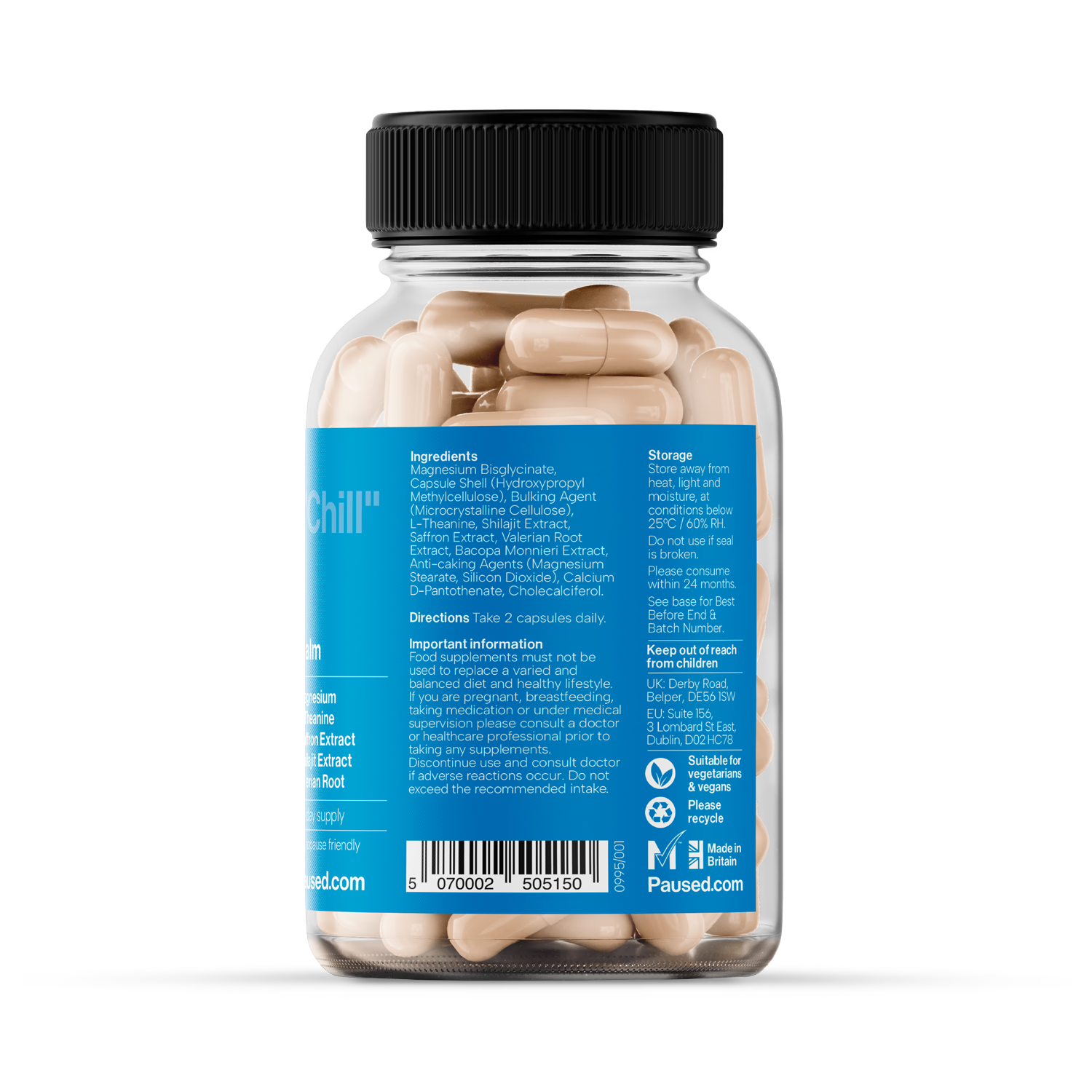 Paused Calm supplement 60 capsules (British brand)