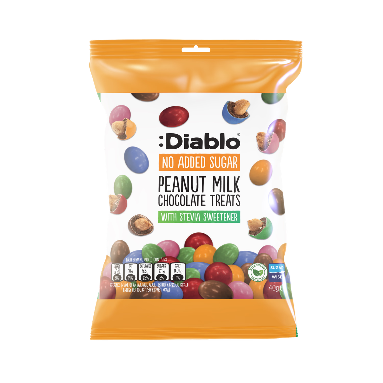 Diablo no added sugar chocolate peanut treats 40g - British product