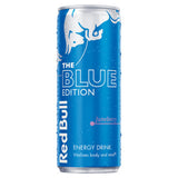 Red Bull energy drink Blue Edition Juneberry 250ml, imported from the UK