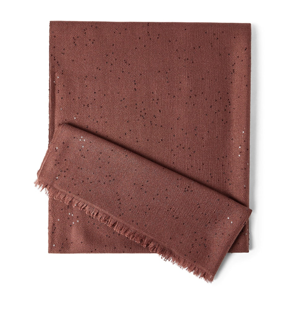 Brunello Cucinelli cashmere-silk sequinned scarf 200cm x 80cm - British product