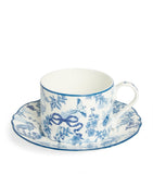 Harrods bone china toile teacup and saucer (British brand)
