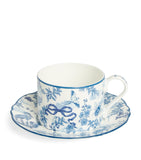 Harrods bone china toile teacup and saucer (British brand)