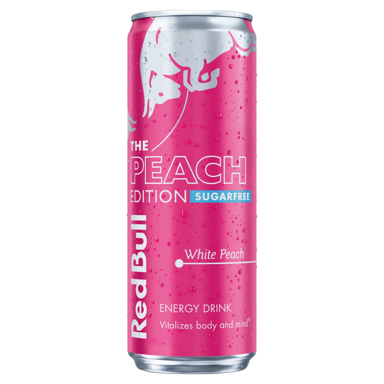 Red Bull energy drink Peach Edition Sugarfree 355ml, imported from the UK