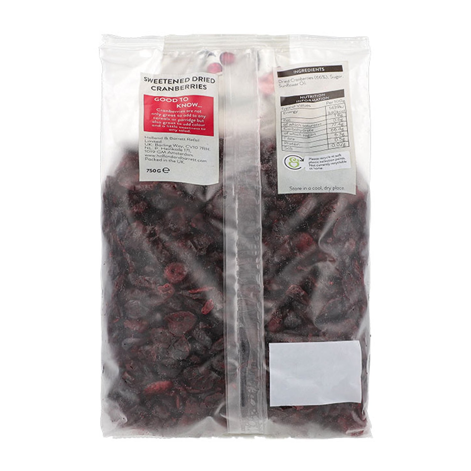 Holland & Barrett dried cranberries 750g, UK version
