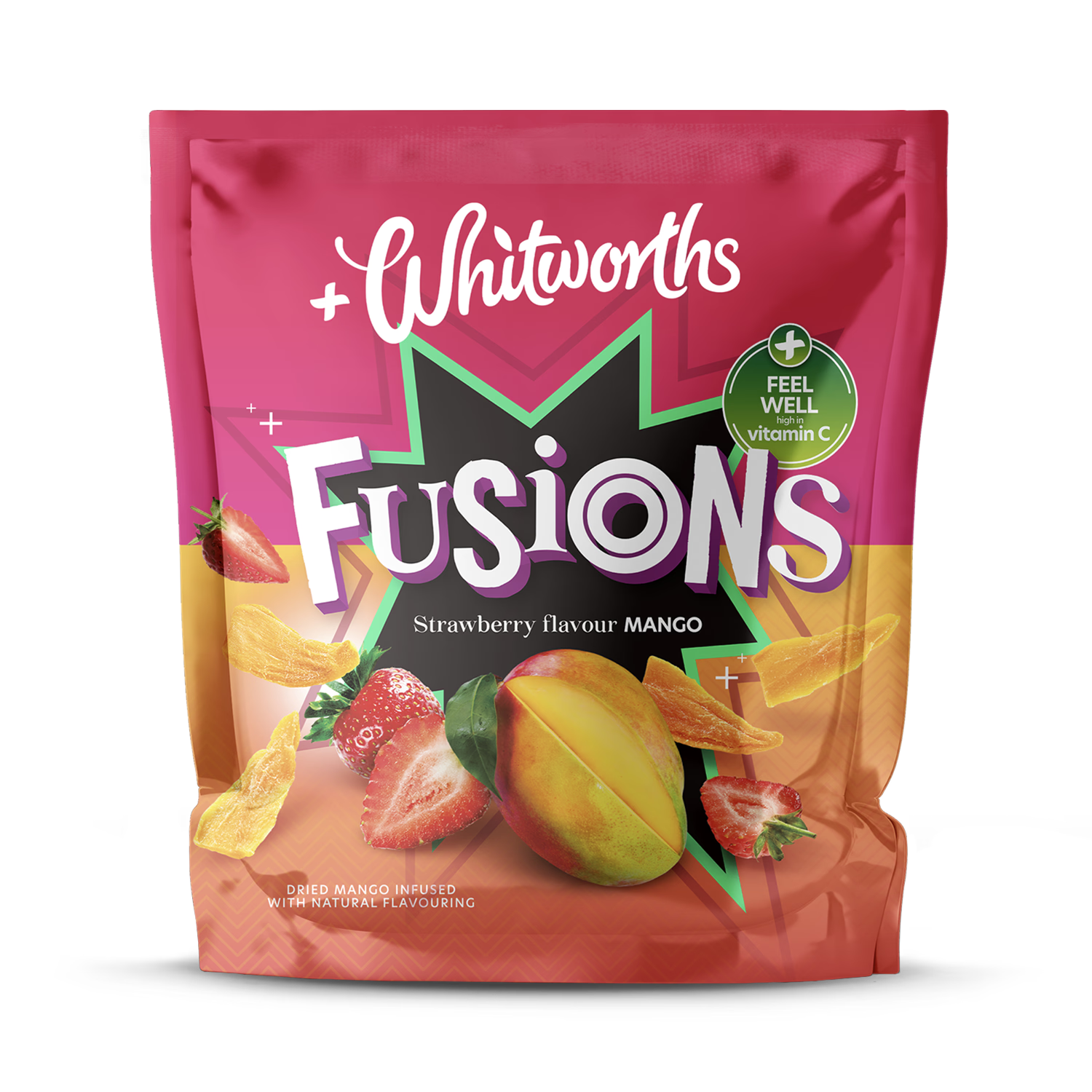 Whitworths Fusions strawberry mango dried fruit 80g - British product