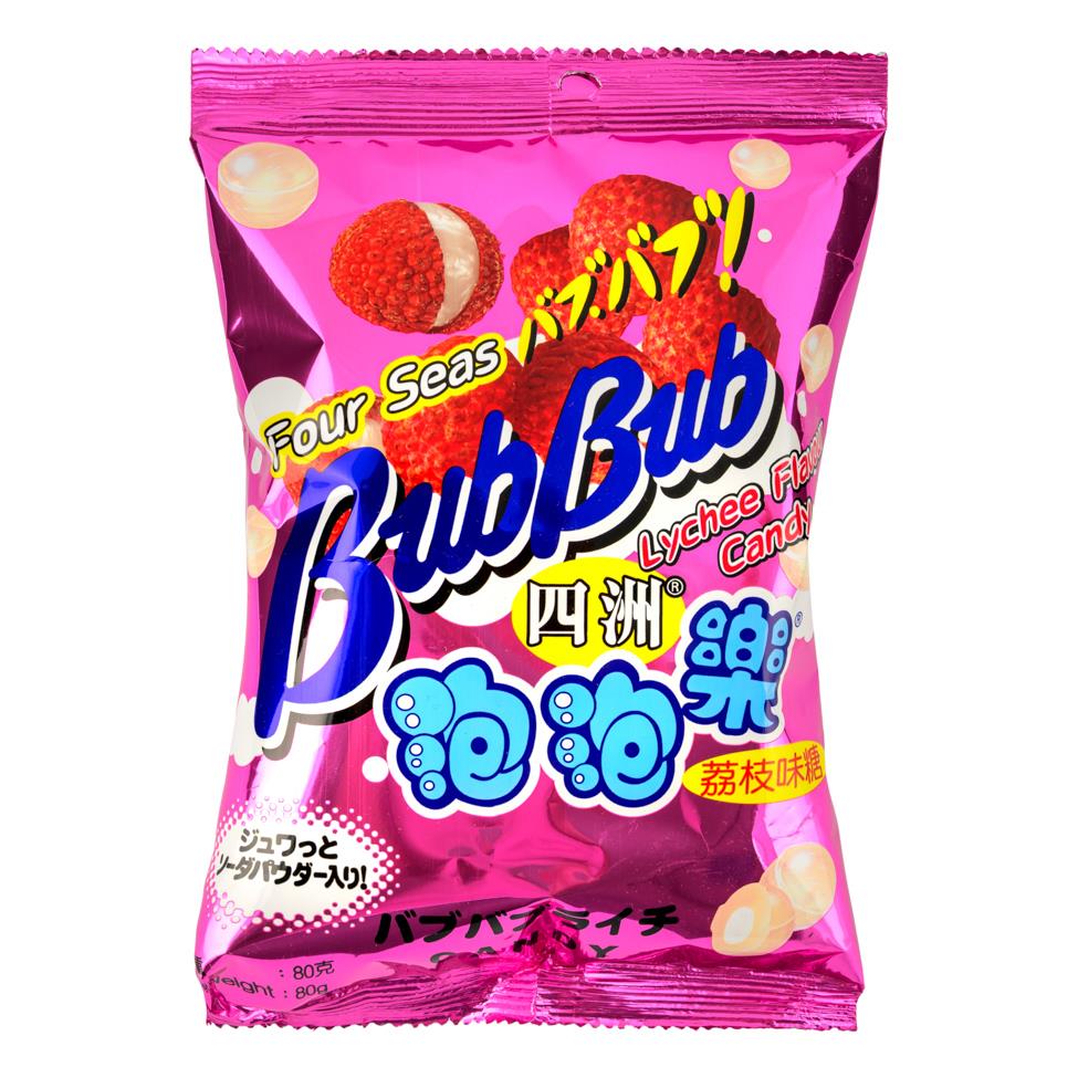 Four Seas candy lychee flavour soft chewy sweet (British brand)