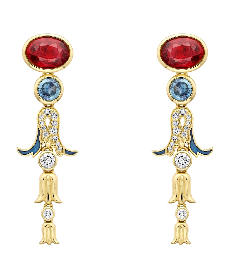 Boodles Presence Chamber drop earrings with diamonds and gemstones (British brand)