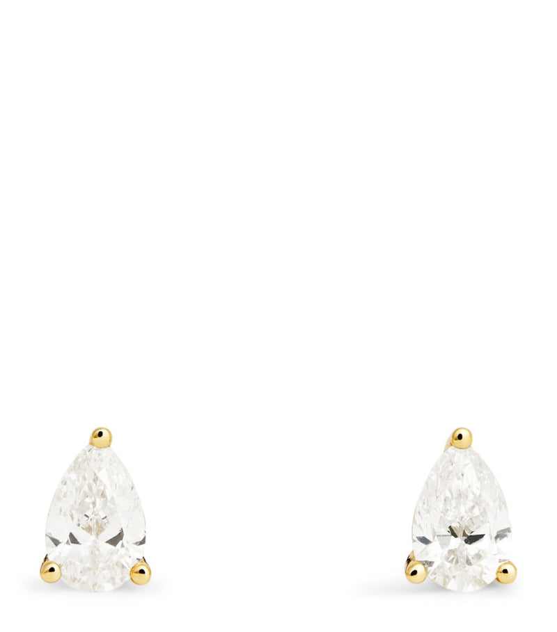 Harrods yellow gold diamond pear stud earrings 0.50ct - British product