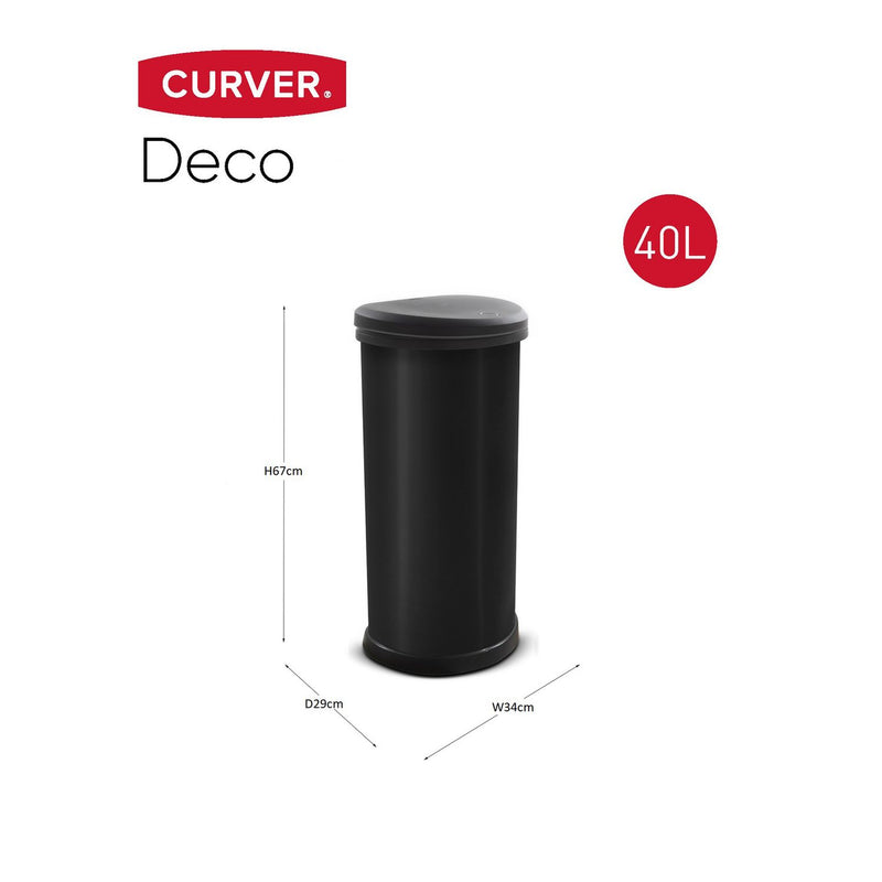 Curver touch top kitchen bin 40L black, imported from the UK