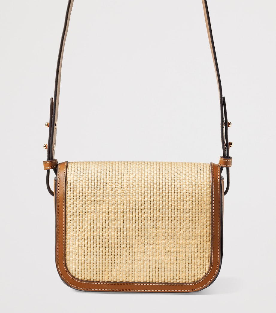 Aspinal of London Ella cross-body bag leather raffia - British product