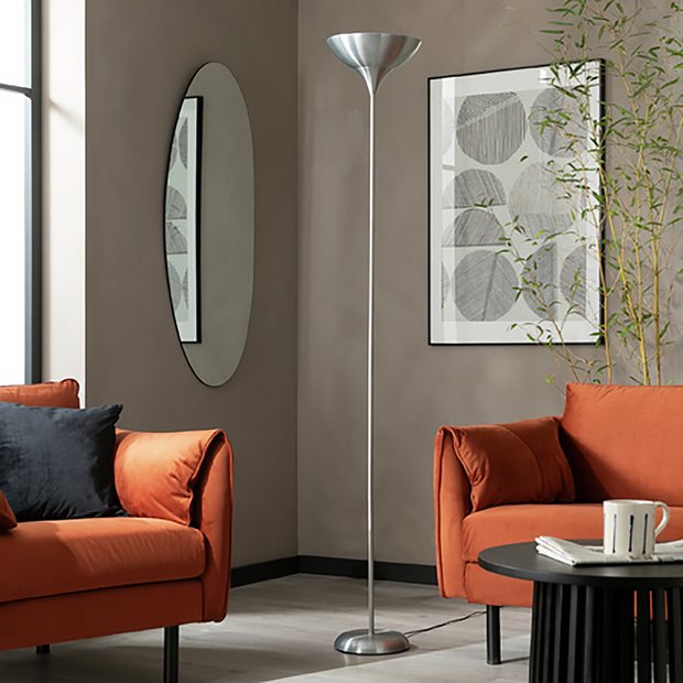 Argos Home torchiere uplighter brushed chrome, UK version