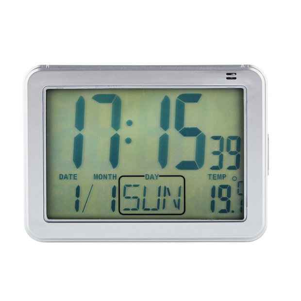 Constant digital alarm clock large display silver - British product