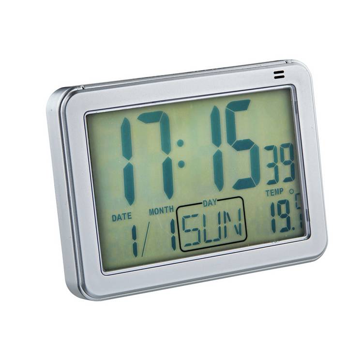 Constant digital alarm clock large display silver - British product