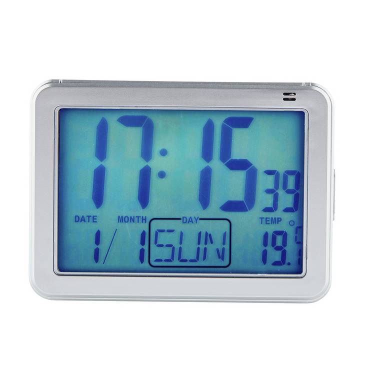 Constant digital alarm clock large display silver - British product