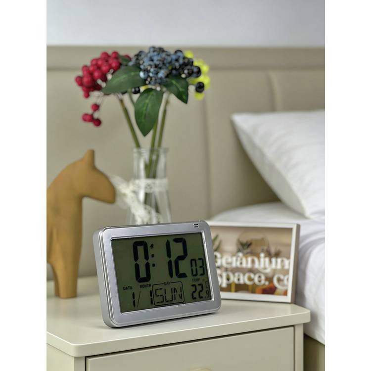 Constant digital alarm clock large display silver - British product