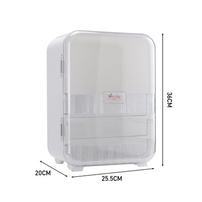 Livingandhome Schmink-Organizer mit Spiegel Weiß Aufbewahrung 24,5cm