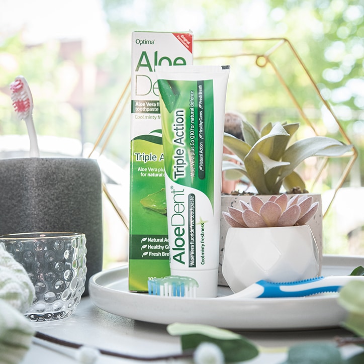 Aloe Dent Triple Action Aloe Vera Toothpaste with Co Q10 100ml Toothpaste Holland&Barrett   