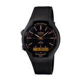 Casio analogue watch with alarm and black resin strap (British brand)