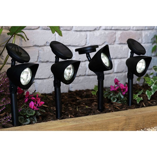 Sainsbury's black solar spotlights 4-pack - British product