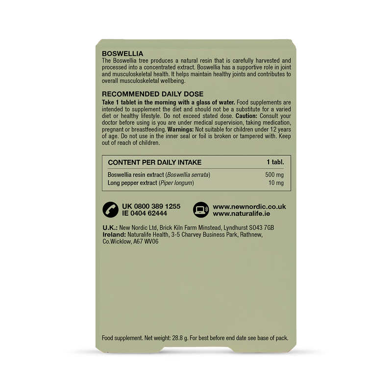New Nordic Boswellia joint health tablets 30 pack (British brand)