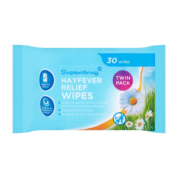 Superdrug Hayfever Relief Wipes Twin Pack