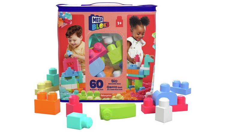 Mega Bloks 60 Piece First Builders Big Building Bag - Pink GOODS Argos