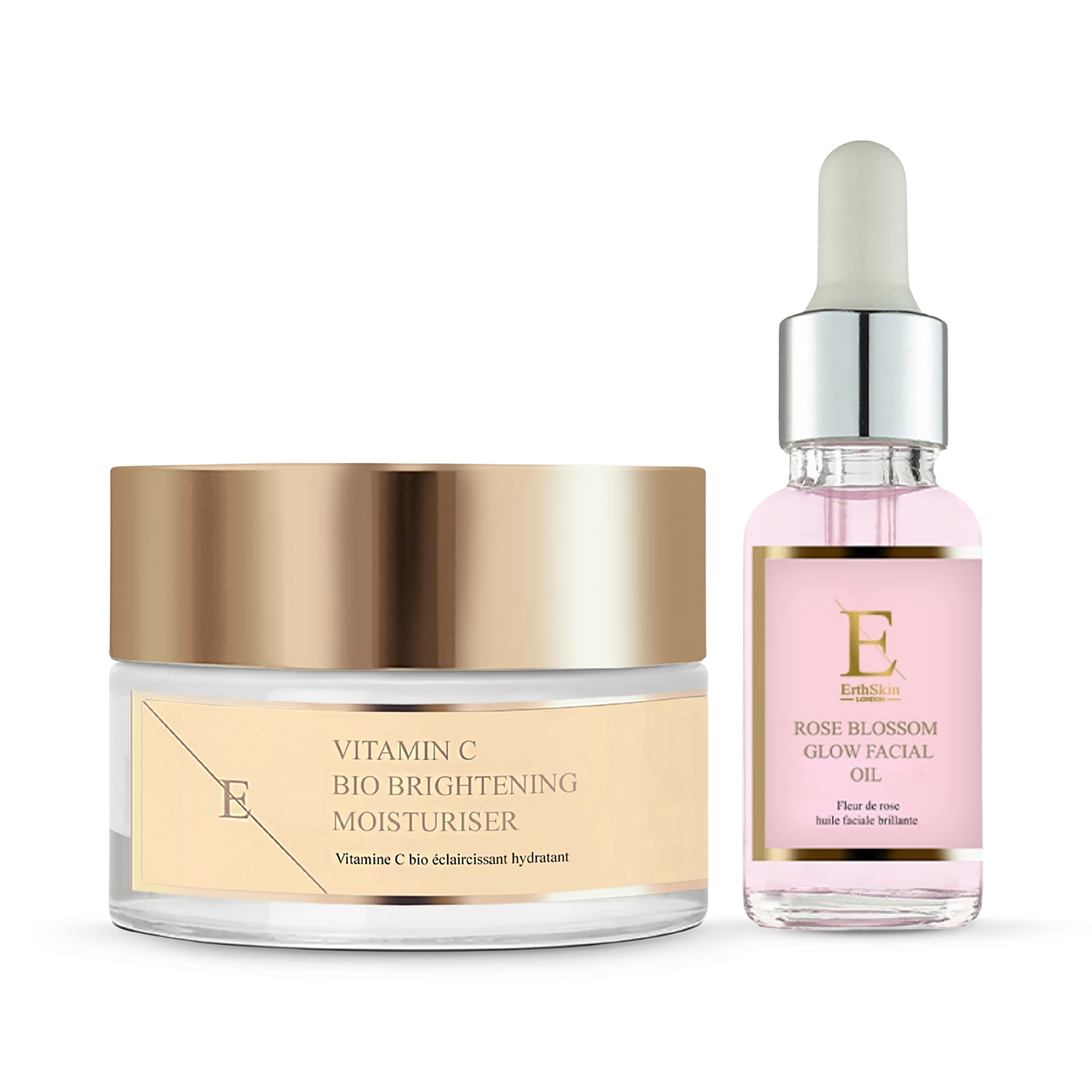 Erth Skin London facial oil and moisturiser duo, UK version