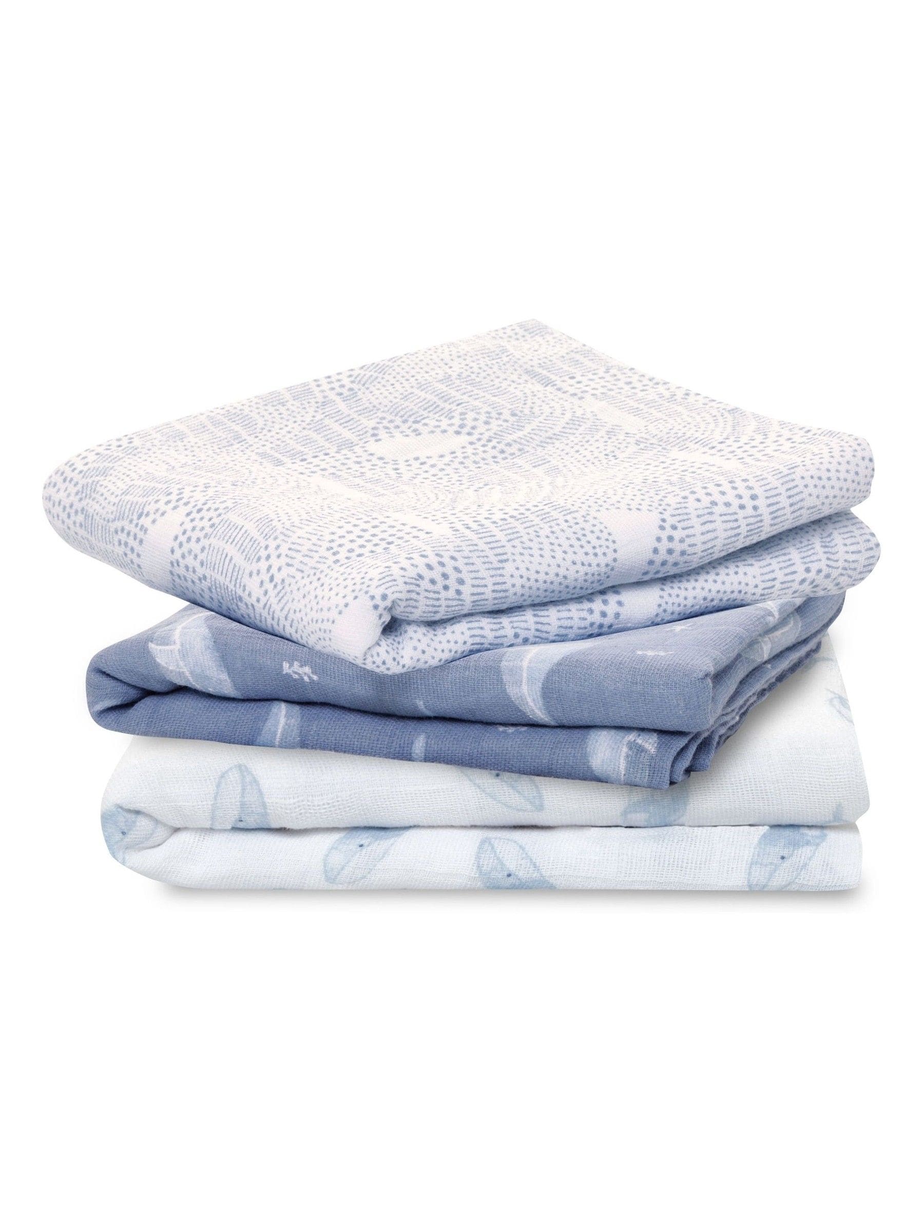 Aden + Anais blue muslin squares 3 pack, imported from the UK
