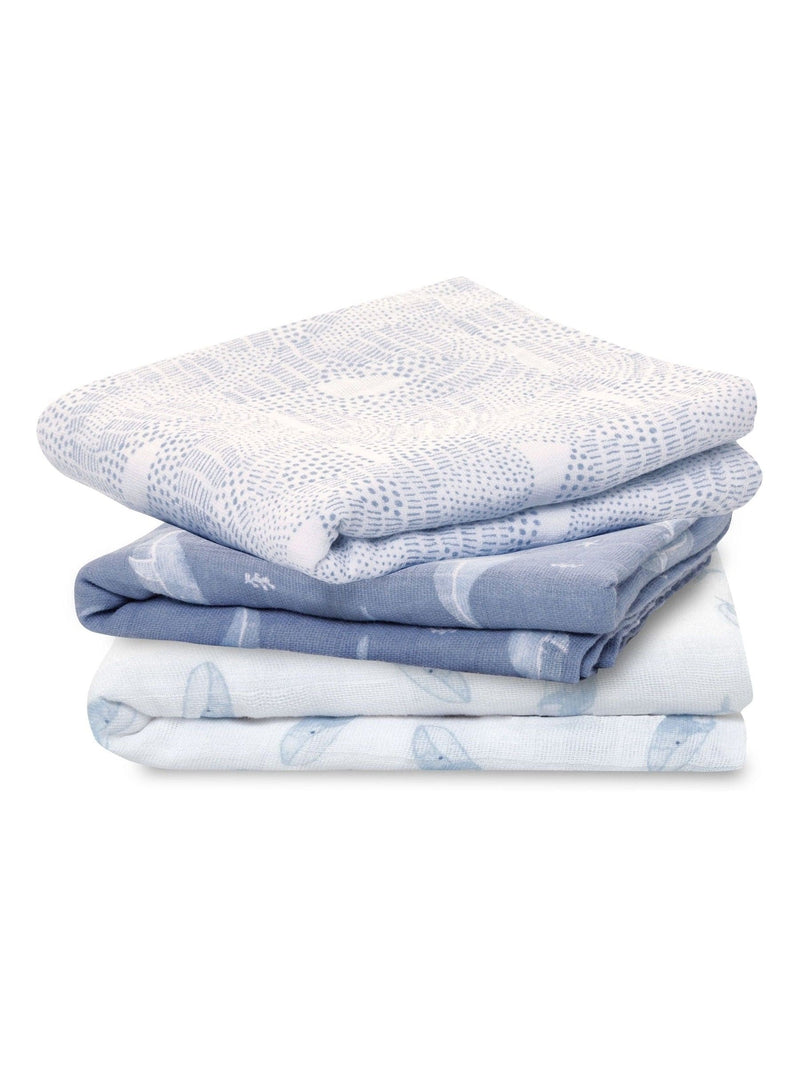 Aden + Anais blue muslin squares 3 pack, imported from the UK