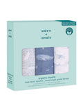 Aden + Anais blue muslin squares 3 pack, imported from the UK