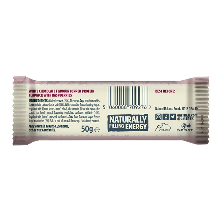 Trek White Chocolate & Raspberry Protein Flapjack 50g GOODS Holland&Barrett   