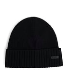 BOSS virgin wool logo-badge beanie, imported from the UK