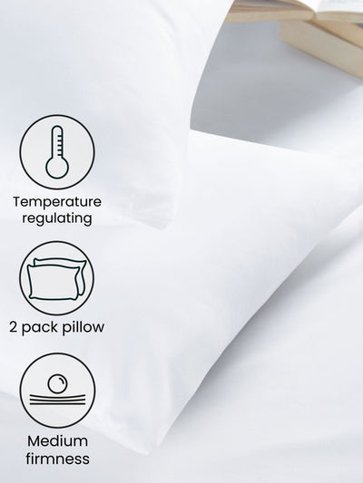 Next Sett med 2 Medium Fasthet 100% Bomull Temperaturregulerende Puter - Kjøp online hos McGrocer