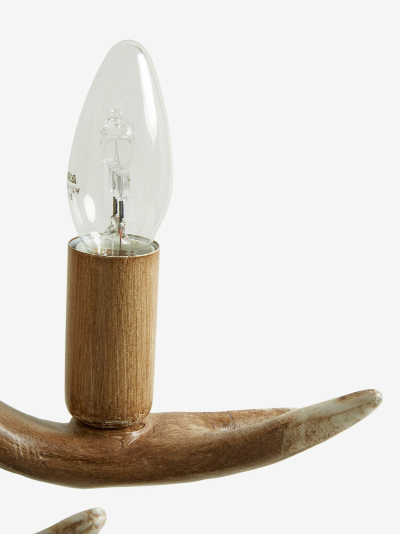 Antler wall light, natural wood-effect finish (British brand)