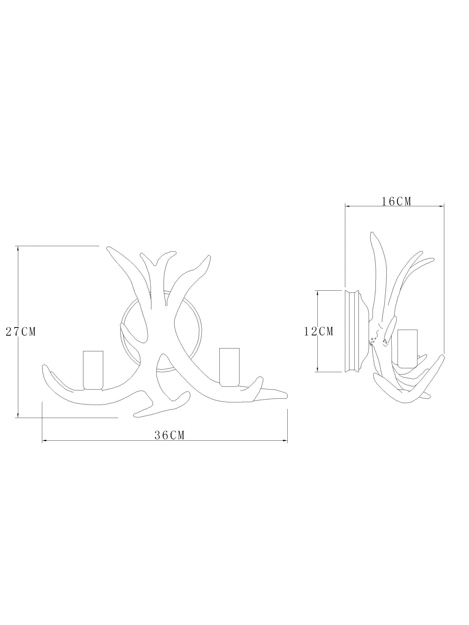 Antler wall light, natural wood-effect finish (British brand)