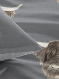 Grey Highland Cow duvet cover and pillowcase set - British product