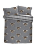 Grey Highland Cow duvet cover and pillowcase set - British product