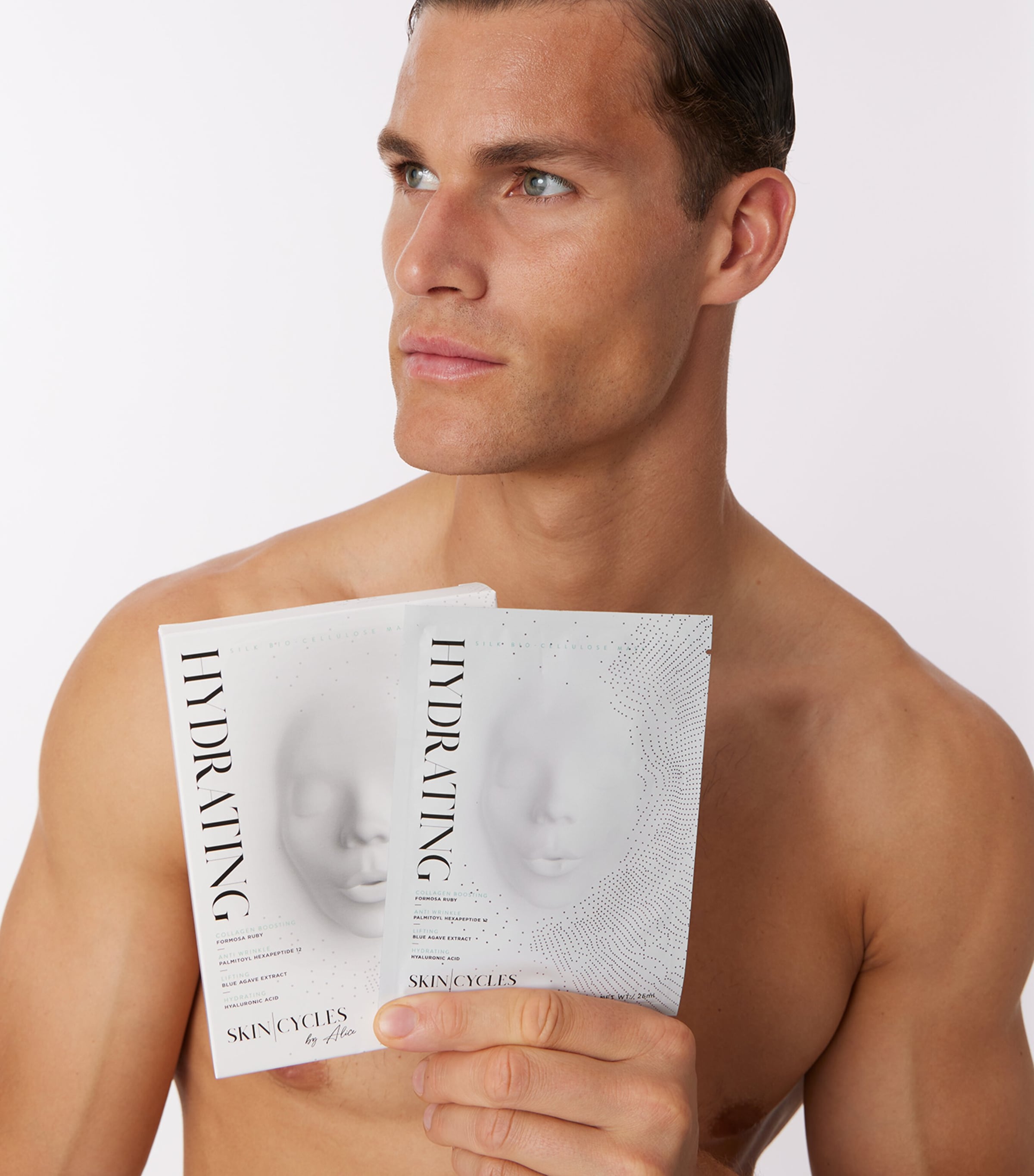 SKIN - CYCLES bio cellulose facial mask with collagen-boosting peptides, 5 x 25ml (British brand)
