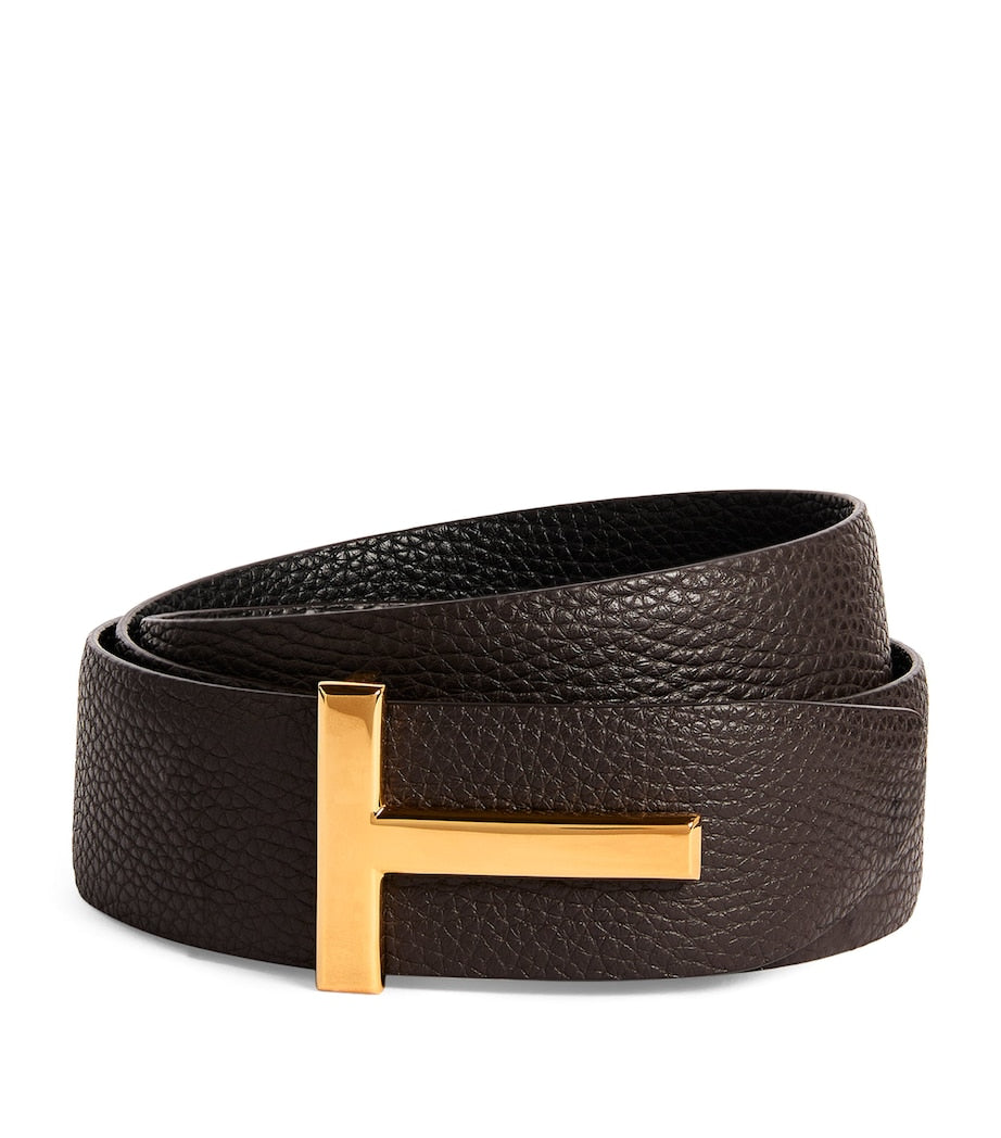 TOM FORD leather reversible T Icon belt, imported from the UK