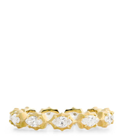 Harrods Jade Trau Large Yellow Gold and Diamond Alchemy Maverick Eternity Ring- Buy online at McGrocer